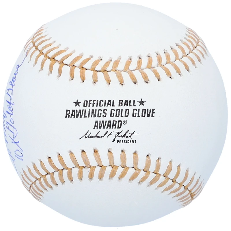 Baseball avec gant doré autographié par Johnny Bench des Cincinnati Reds et inscription « 10x Gold Glove »