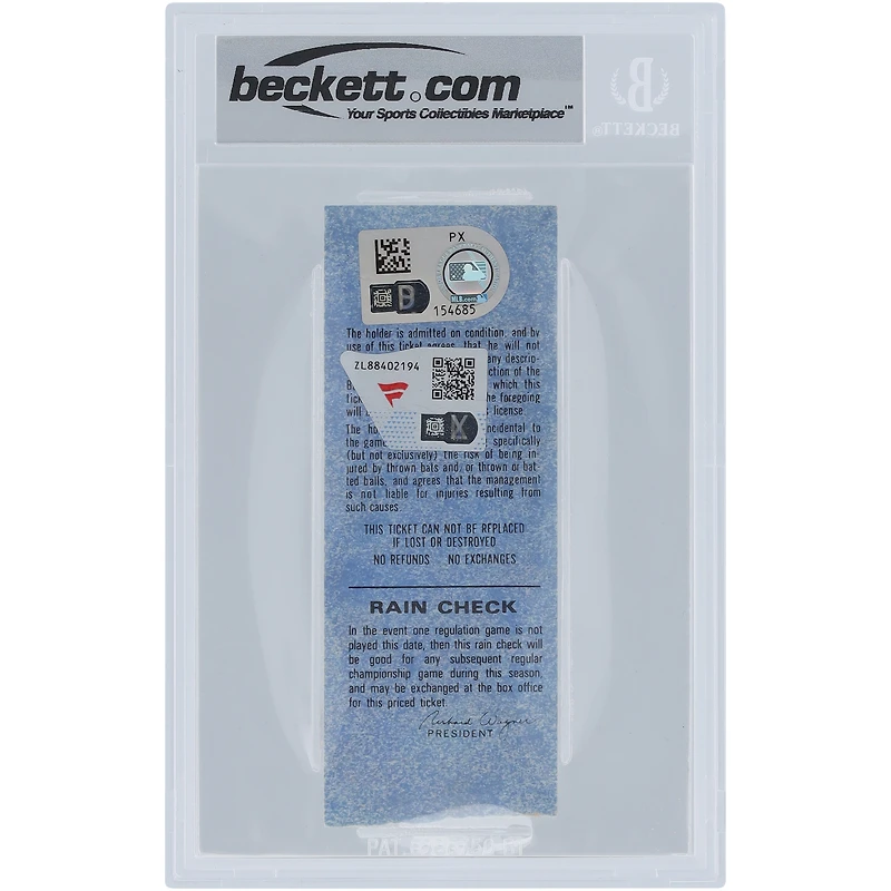 Johnny Bench Cincinnati Reds Dernier HR en carrière #389 Beckett Fanatics a été témoin d'un billet authentifié 7/10 du 17 septembre 1983 avec l'inscription « Dernier HR »