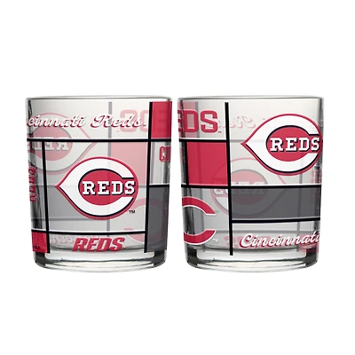 Ensemble de deux verres à whisky matelassés et teintés Logo Brands Cincinnati Reds, 35 cl
