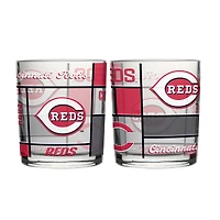 Ensemble de deux verres à whisky matelassés et teintés Logo Brands Cincinnati Reds, 35 cl