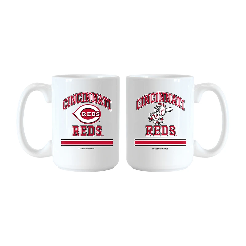 Logo Brands Cincinnati Reds 15oz. Current & Throwback Mug Set