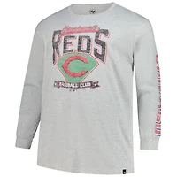 T-shirt à manches longues Franklin gris vieilli pour homme, modèle Big & Tall, des Reds de Cincinnati, '47