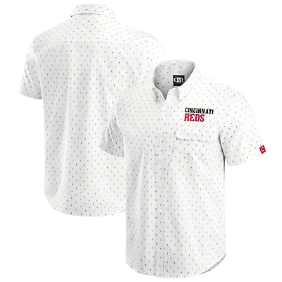 Men's Darius Rucker Collection by Fanatics  Cream Cincinnati Reds Printed Button-Down Shirt