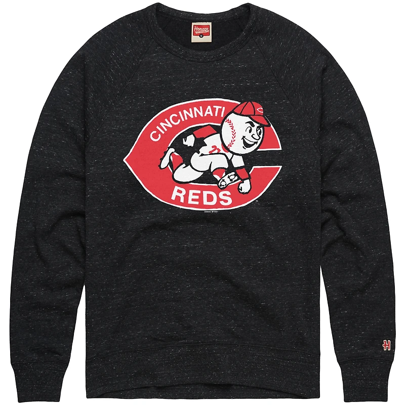 Men's Homage Charcoal Cincinnati Reds Retro Tri-Blend Pullover Sweatshirt