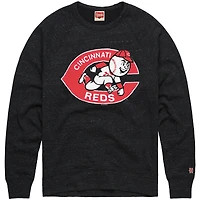 Men's Homage  Charcoal Cincinnati Reds Retro Tri-Blend Pullover Sweatshirt