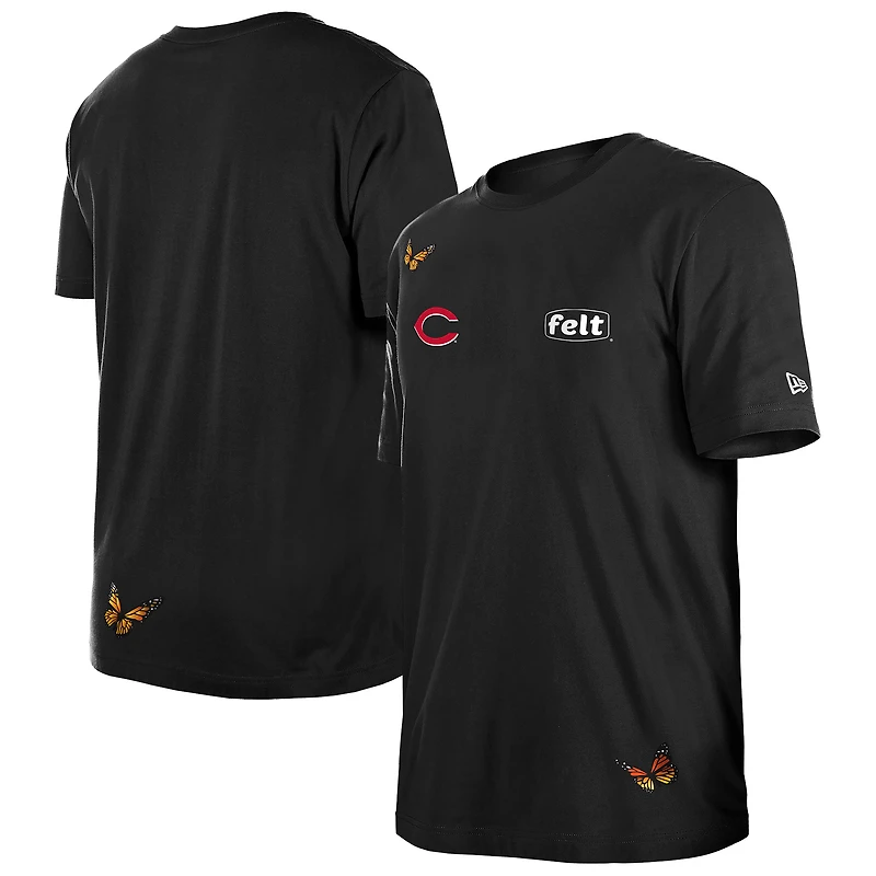T-shirt noir pour homme New Era x Felt Cincinnati Reds