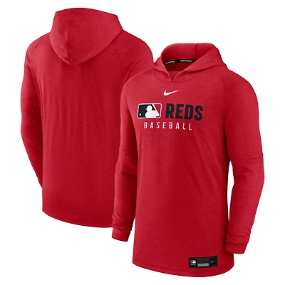 Sweat à capuche Nike Cincinnati Reds Authentic Collection Tri-Blend Dri-FIT pour homme, rouge chiné