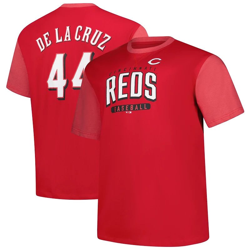 Men's Profile Elly De La Cruz Red Cincinnati Reds Big & Tall Name Number T-Shirt