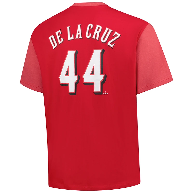 Men's Profile Elly De La Cruz Red Cincinnati Reds Big & Tall Name Number T-Shirt
