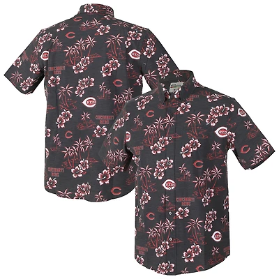 Men's Reyn Spooner  Black Cincinnati Reds Kekai Performance Button-Up Top
