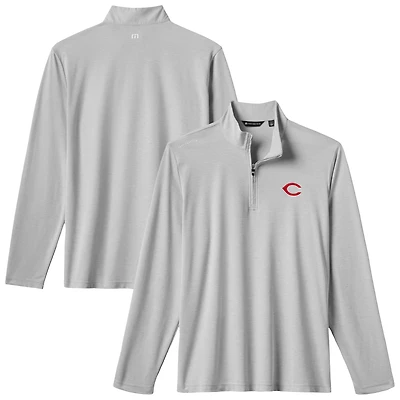 Pull à glissière quart de tour tri-blend Time to Tailgate pour homme TravisMathew Gray des Cincinnati Reds