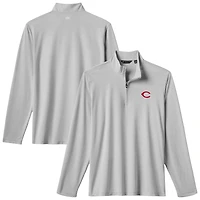 Men's TravisMathew  Gray Cincinnati Reds Time to Tailgate Tri-Blend Quarter-Zip Pullover