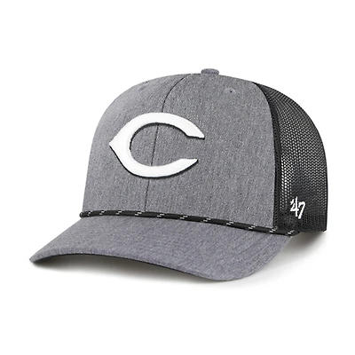 Men's '47 Charcoal Cincinnati Reds Carbon Rope Trucker Adjustable Hat