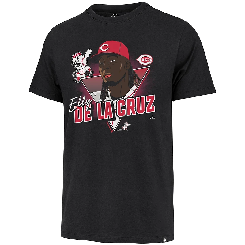 T-shirt noir « 47 Elly de La Cruz » pour homme, joueur des Reds Cincinnati, caricature Franklin