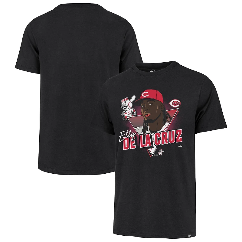 T-shirt noir « 47 Elly de La Cruz » pour homme, joueur des Reds Cincinnati, caricature Franklin