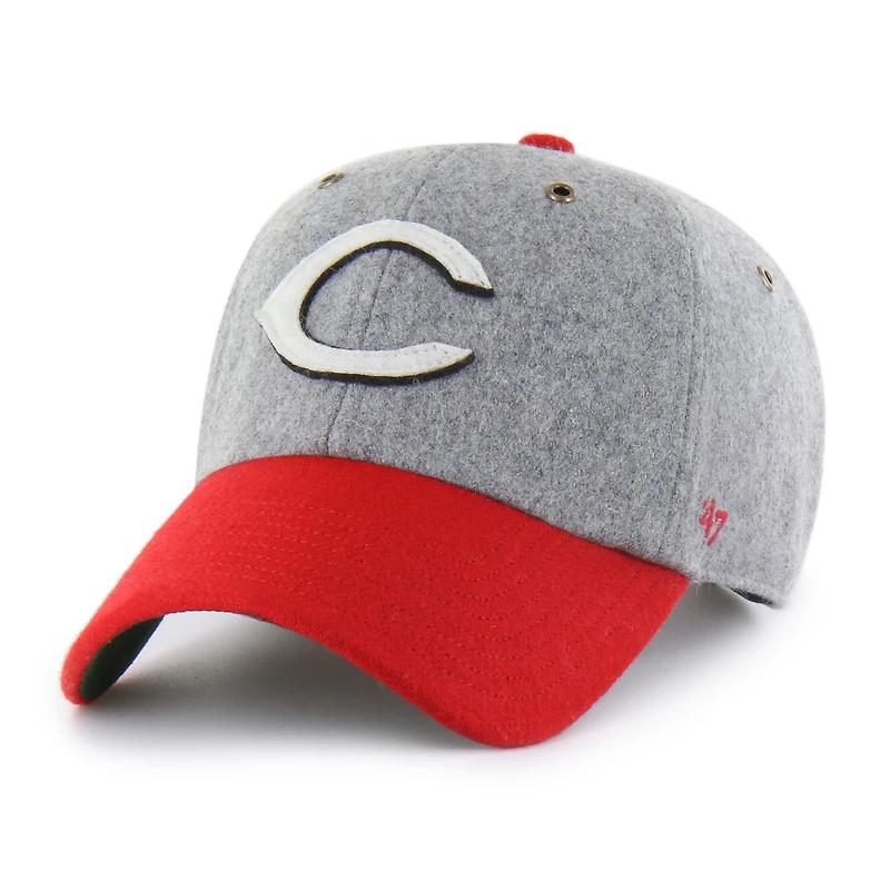 Men's '47 Gray/Red Cincinnati Reds Golden Age Wool Clean Up Adjustable Hat