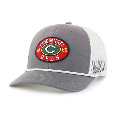 Men's '47 Gray/White Cincinnati Reds Tide Sweep Rope Trucker Adjustable Hat