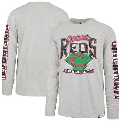 Men's '47 Gray Cincinnati Reds Fair Ball Franklin Long Sleeve T-Shirt