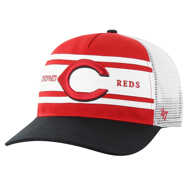 Casquette ajustable pour homme '47 Red Cincinnati Reds Gridiron Super Stripe Relaxed Trucker Hitch