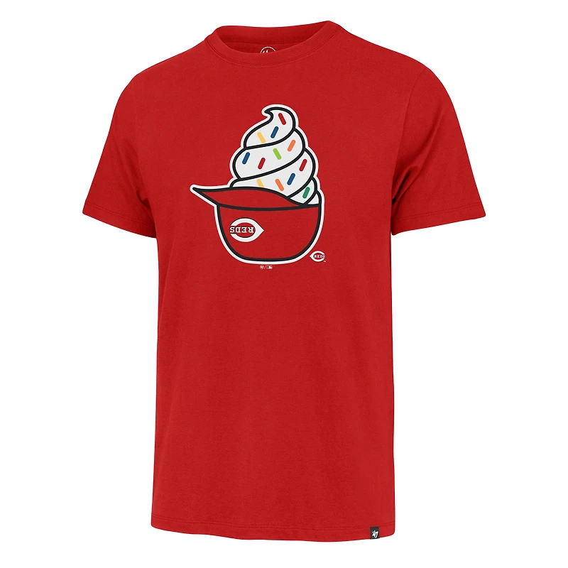 Men's '47 Red Cincinnati Reds Ice Cream Helmet Franklin T-Shirt