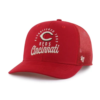 Casquette trucker Pitstop rouge Cincinnati Reds « 47 » pour homme, ajustable