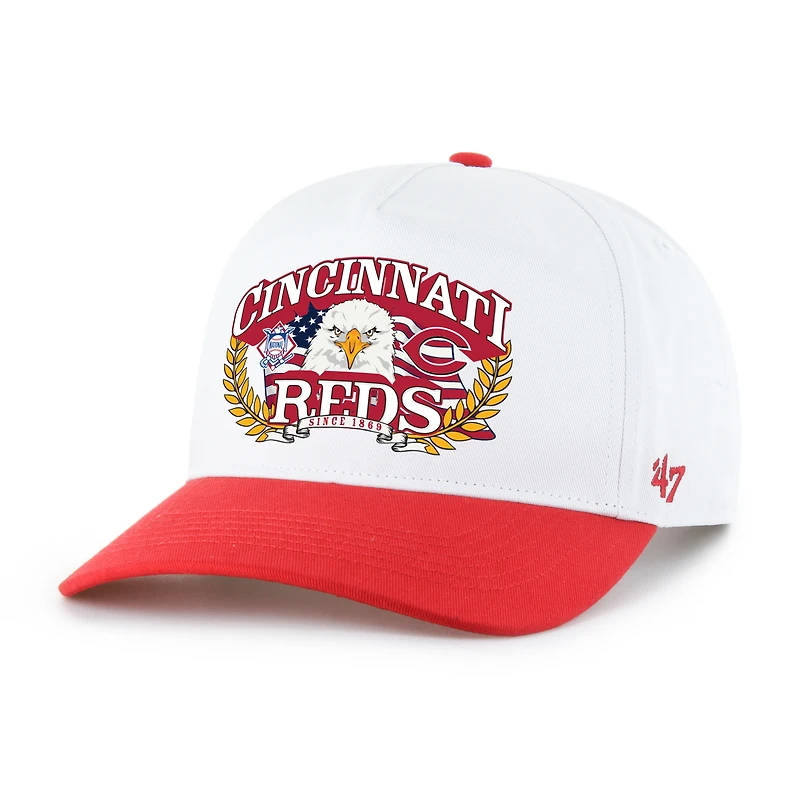 Men's '47 White/Red Cincinnati Reds Americana Eagle Hitch Adjustable Hat