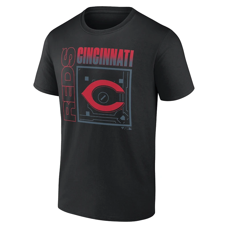 T-shirt noir pour homme Cincinnati Reds Home Field Pop personnalisé avec nom et numéro