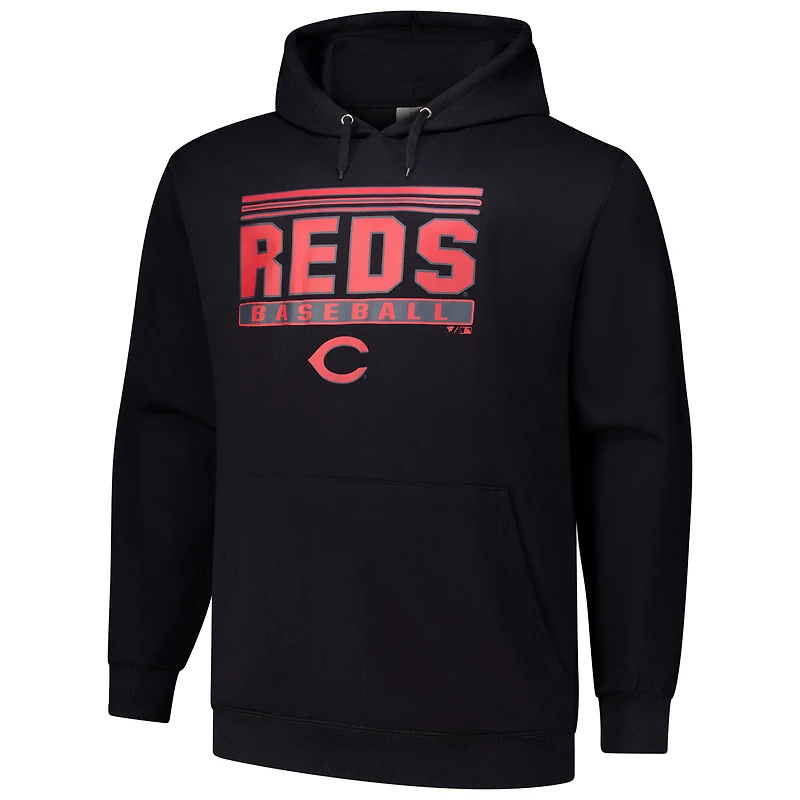 Sweat à capuche noir en polaire Cincinnati Reds Stack pour hommes
