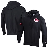 Men's Champion  Black Cincinnati Reds Reverse Weave Chenille Hoodie