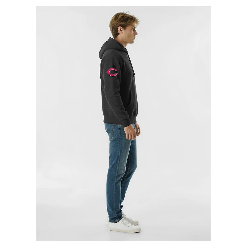 Men's Champion Black Cincinnati Reds Reverse Weave Chenille Hoodie