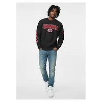 Sweat-shirt Champion noir pour homme en chenille tissée inversée, modèle Reds de Cincinnati