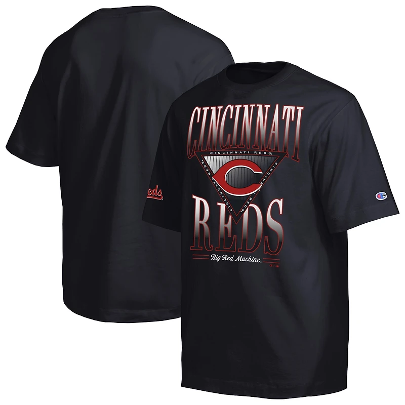 Men's Champion Black Cincinnati Reds Traditions Two Locations T-Shirt