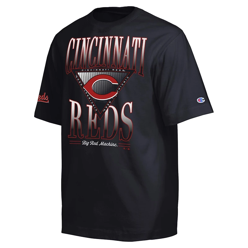 Men's Champion Black Cincinnati Reds Traditions Two Locations T-Shirt