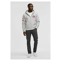 Men's Champion  Gray Cincinnati Reds Reverse Weave Chenille Full-Zip Hoodie
