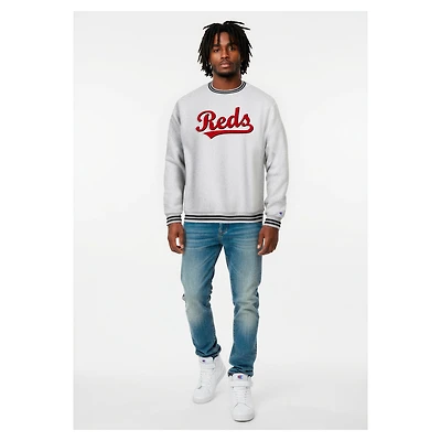 Men's Champion Heather Gray Cincinnati Reds Reverse Weave Sweatshirt