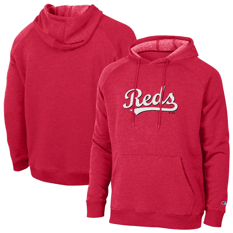 Sweat à capuche raglan Champion rouge Cincinnati Reds Triumph Tri-Blend pour homme