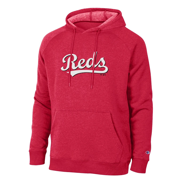 Men's Champion Red Cincinnati Reds Triumph Tri-Blend Raglan Hoodie