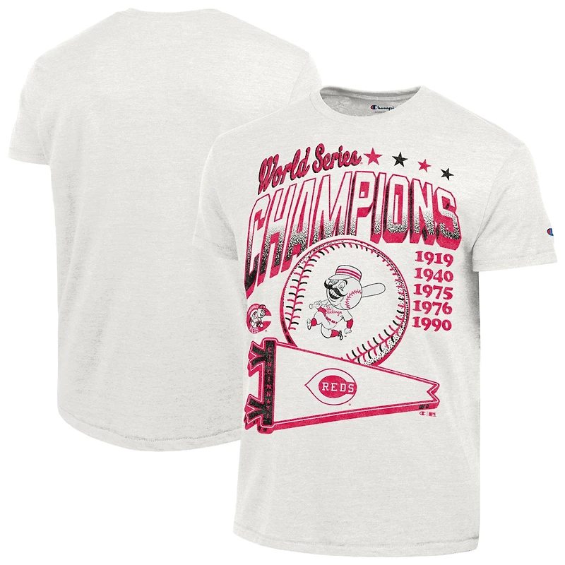 T-shirt Champion blanc pour homme des Reds de Cincinnati, collection Winning Tradition Cooperstown Tri-Blend