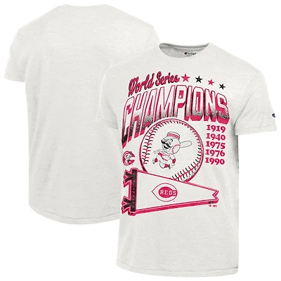 T-shirt Champion blanc pour homme des Reds de Cincinnati, collection Winning Tradition Cooperstown Tri-Blend