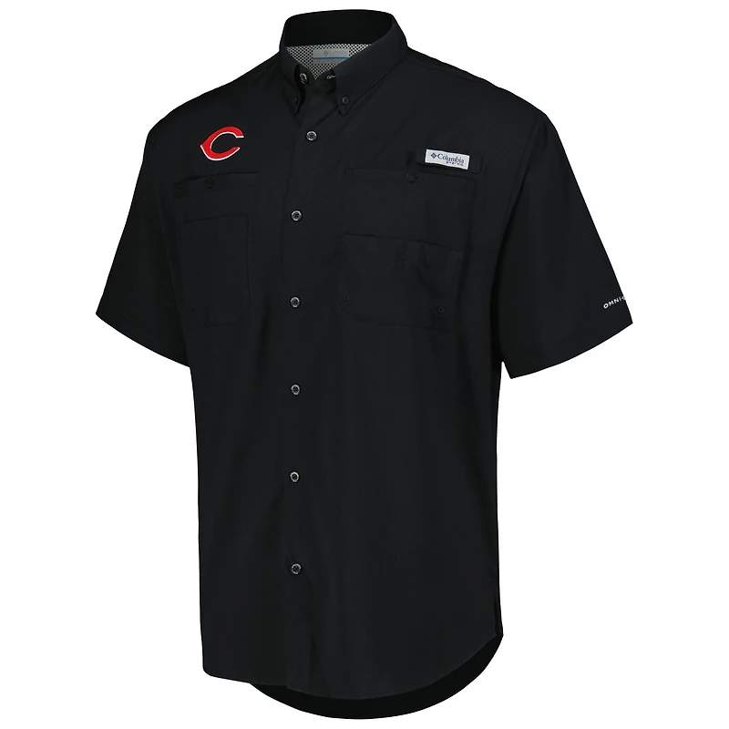 Chemise boutonnée Columbia Black Cincinnati Reds Tamiami Omni-Shade pour hommes