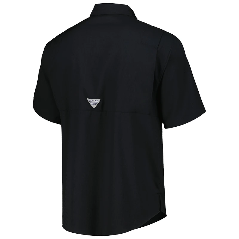 Chemise boutonnée Columbia Black Cincinnati Reds Tamiami Omni-Shade pour hommes