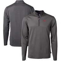 Pull-over zippé recyclé à micro-rayures et col rond pour homme, couleur Virtue Eco Pique, noir/gris, des Reds de Cincinnati, Cutter & Buck, grande taille