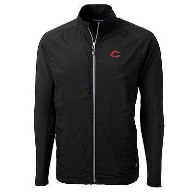 Veste zippée intégrale en tricot écologique Adapt Big & Tall des Reds de Cincinnati, noire, pour homme, Cutter Buck
