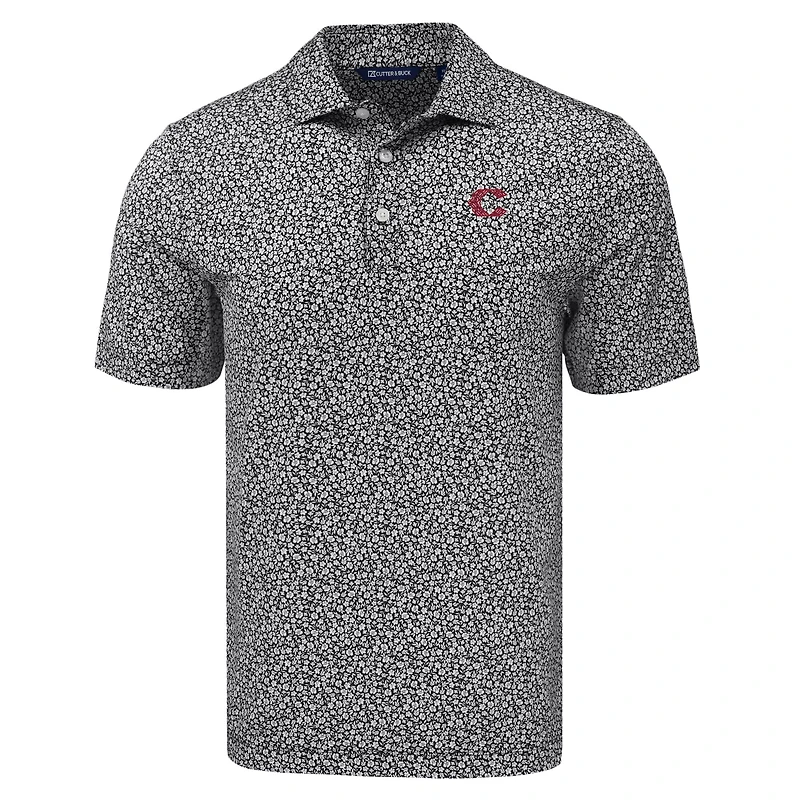 Polo recyclé à imprimé floral écologique pour homme, modèle City Connect Pike, coupeur et buck, noir, des Reds de Cincinnati, taille grande