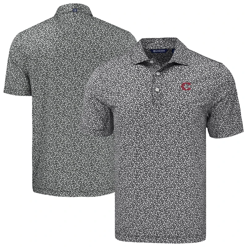 Polo recyclé à imprimé floral écologique pour homme, modèle City Connect Pike, coupeur et buck, noir, des Reds de Cincinnati, taille grande