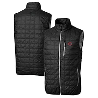 Men's Cutter & Buck Black Cincinnati Reds Big Tall Rainier Full-Zip Puffer Vest