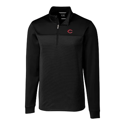 Veste à enfiler demi-zippée rayures Traverse pour homme, noire, des Reds de Cincinnati, coupe Cutter & Buck, grande et taille