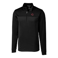 Veste à enfiler demi-zippée rayures Traverse pour homme, noire, des Reds de Cincinnati, coupe Cutter & Buck, grande et taille