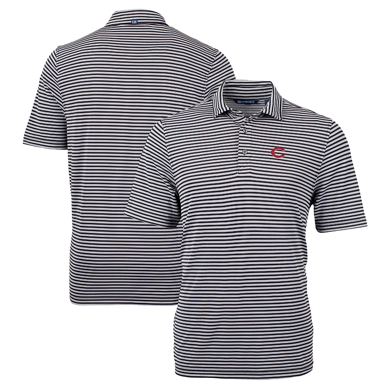 Polo recyclé à rayures et piqué écologique pour homme, couleur noire, des Reds de Cincinnati, grande taille, Cutter & Buck