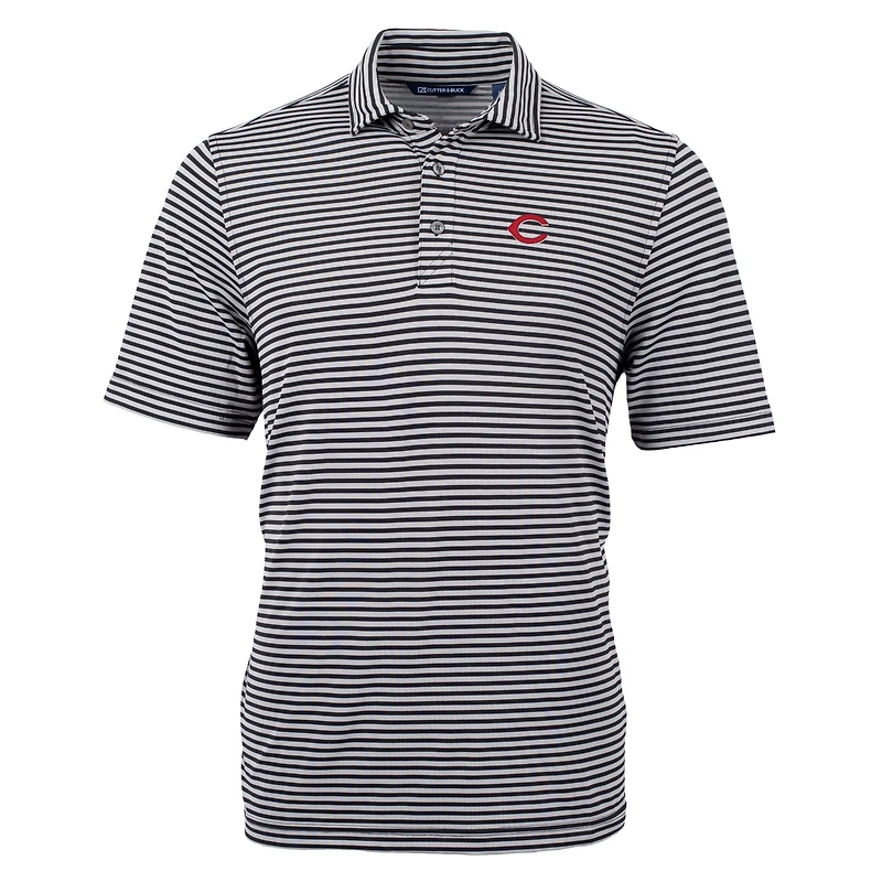 Polo recyclé à rayures et piqué écologique pour homme, couleur noire, des Reds de Cincinnati, grande taille, Cutter & Buck